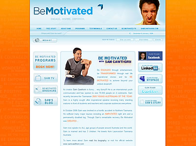 Screen capture of the BeMotivated.com.au website